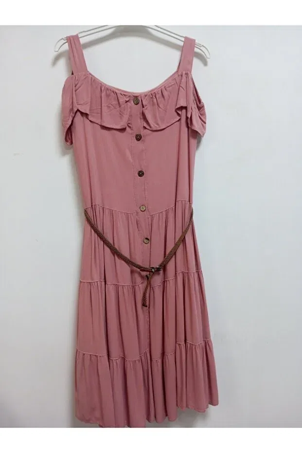 Детское платье для девочек хлопковое Akşen Giyim, Powder Pink — фото 4