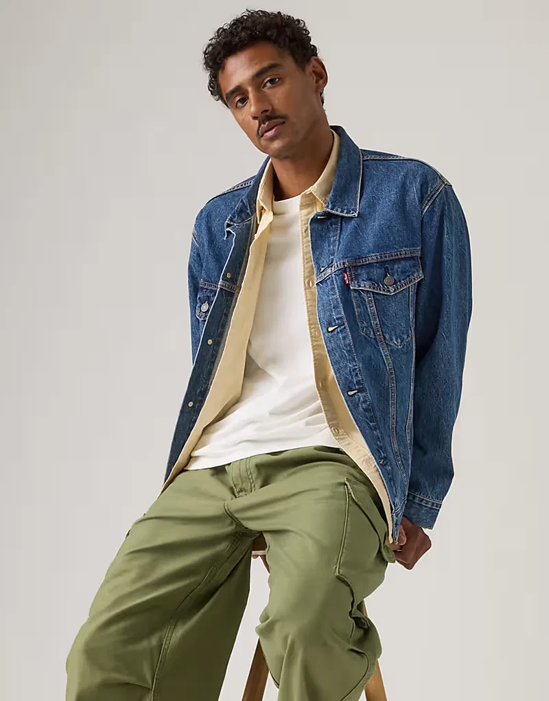 Джинсовая куртка Levi's свободного кроя, темно-синий — фото 3