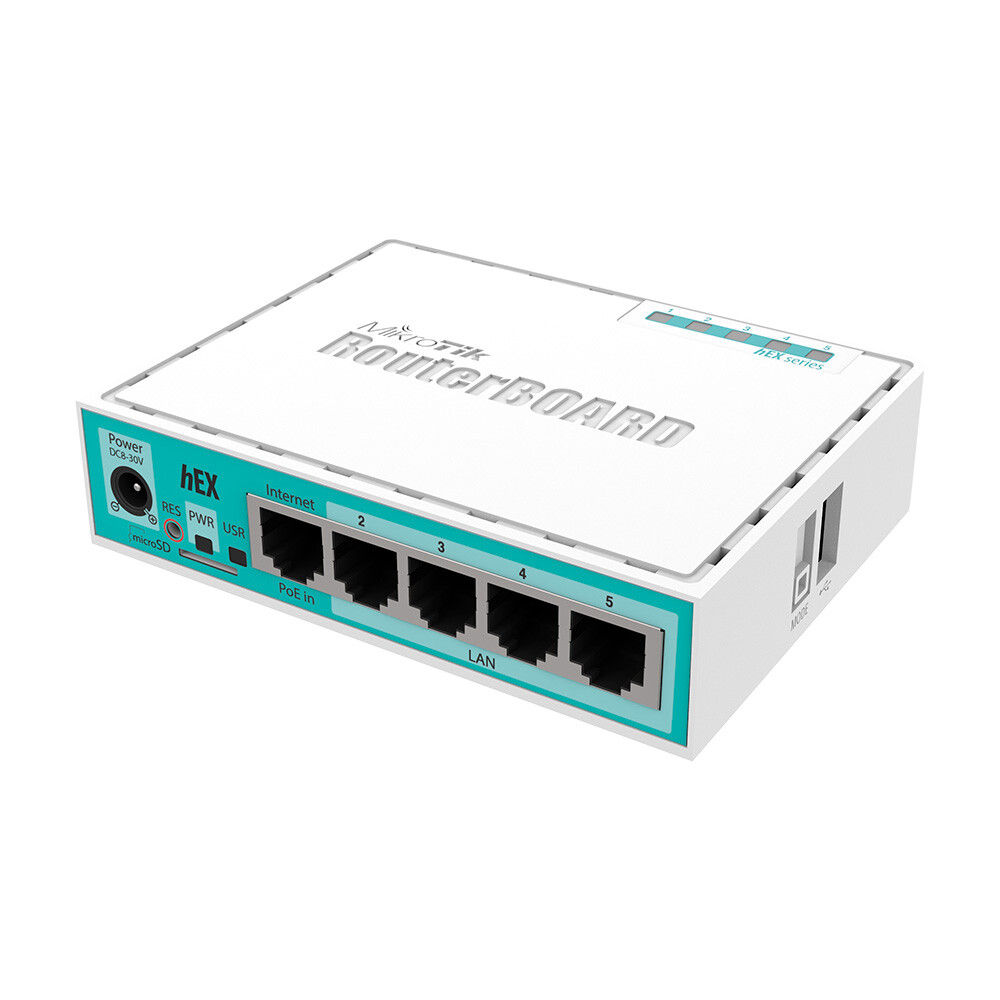 

Маршрутизатор MikroTik hEX, RB750Gr3, белый/зеленый