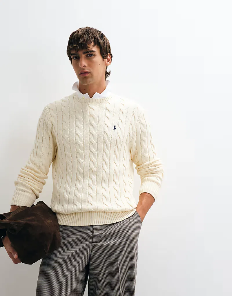 Хлопковая толстовка Polo Ralph Lauren с логотипом Icon, кремовый