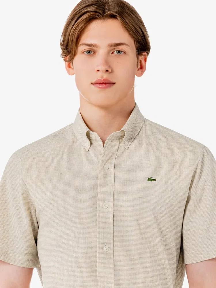 Рубашка с коротким рукавом из льняной смесовой ткани LACOSTE, Beige — фото 2