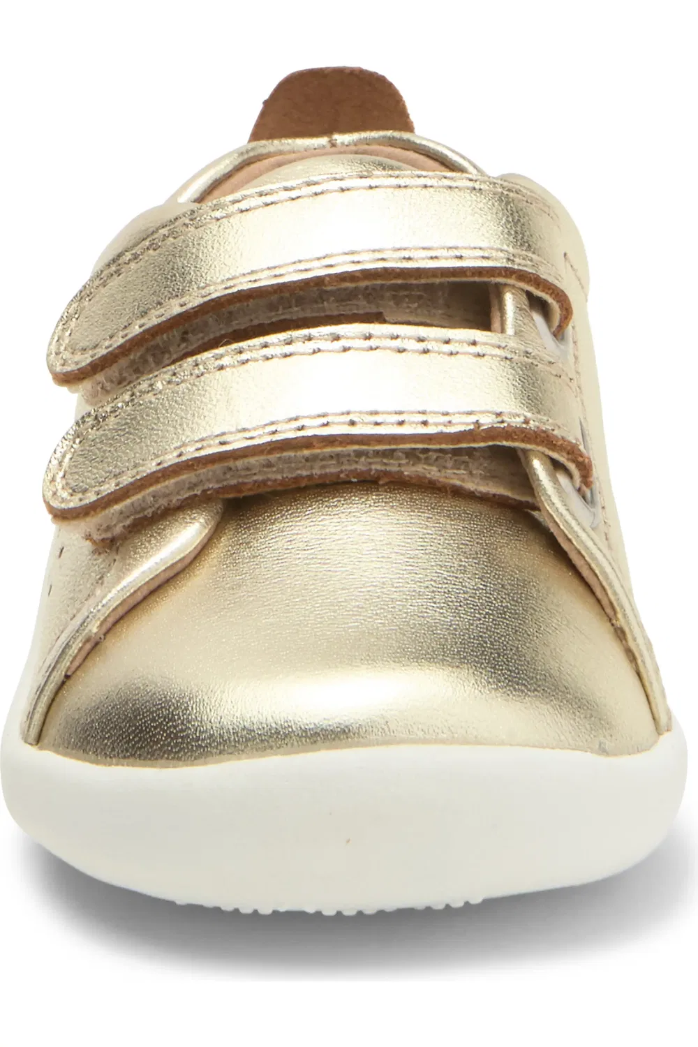 Детские кроссовки дышащие из блестящей кожи Old Soles, Gold — фото 3