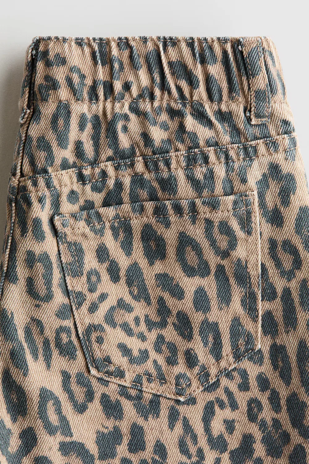 Хлопчатобумажные брюки с широкими штанинами H&M, Beige/Leopardenprint — фото 3
