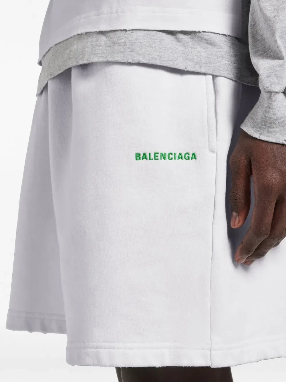 Шорты с вышитым логотипом BALENCIAGA, белый — фото 3