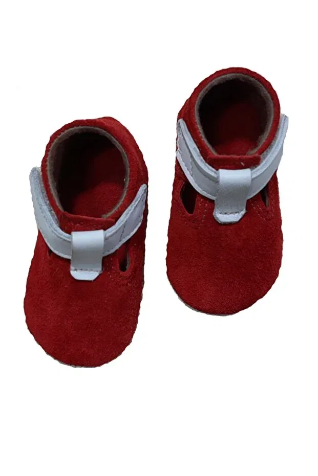 Детские ботиночки для девочек кожаные First Step Red Suede Leather Baby Booties Kapar, Red — фото 2