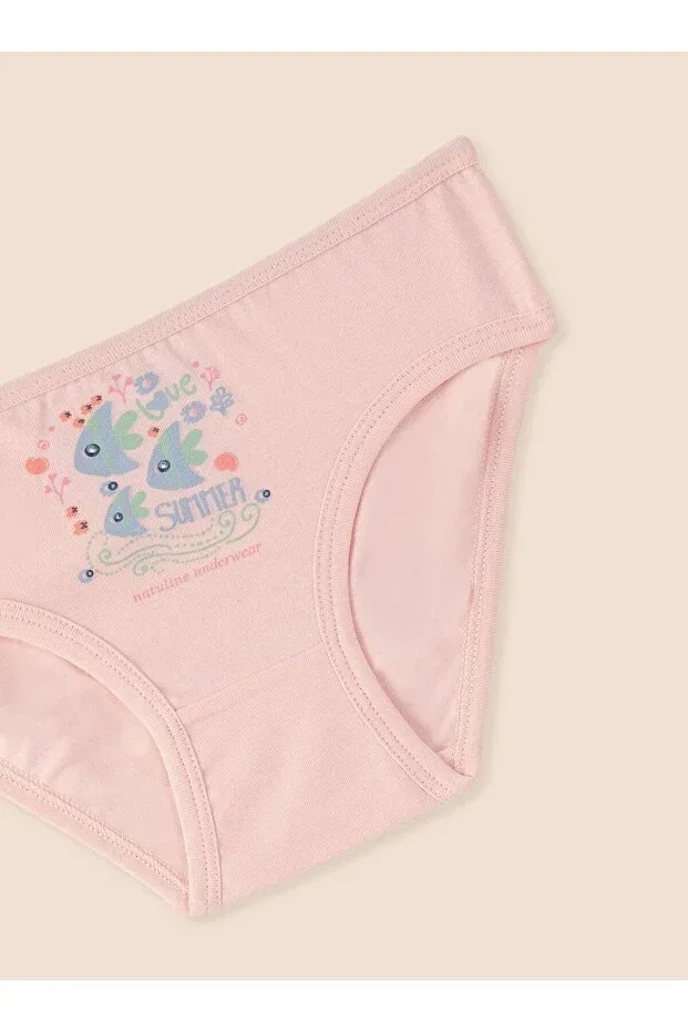 Детские трусы для девочек хлопковые Basics Natuline, Pink - Light Blue - Ecru — фото 2