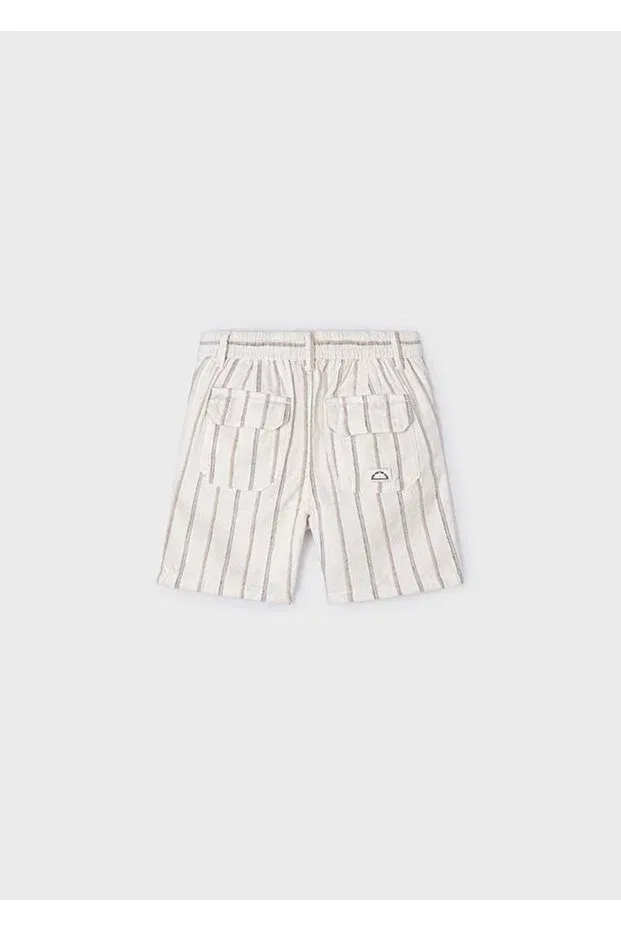 Детские шорты для мальчиков с принтом Summer Men's Striped Linen Shorts Mayoral, Nude Color — фото 4