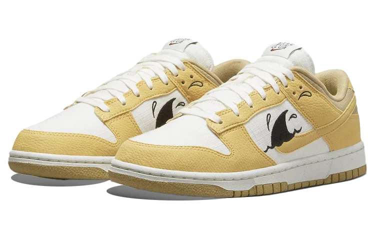 Кроссовки Nike Dunk Low Retro, белый/желтый — фото 3