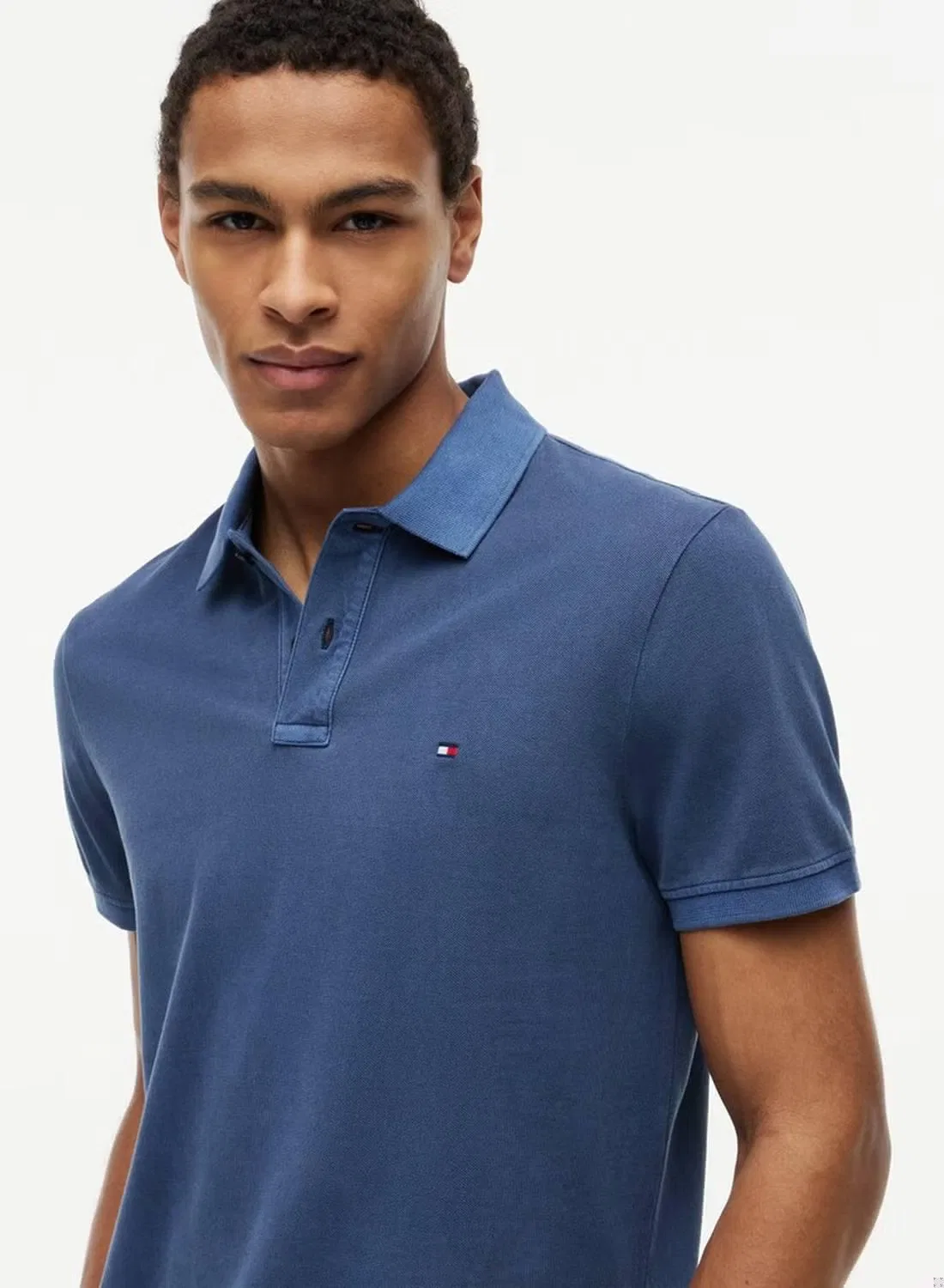 Поло с вышивкой флага хлопковое Regular fit Tommy Hilfiger, темно-синий — фото 2