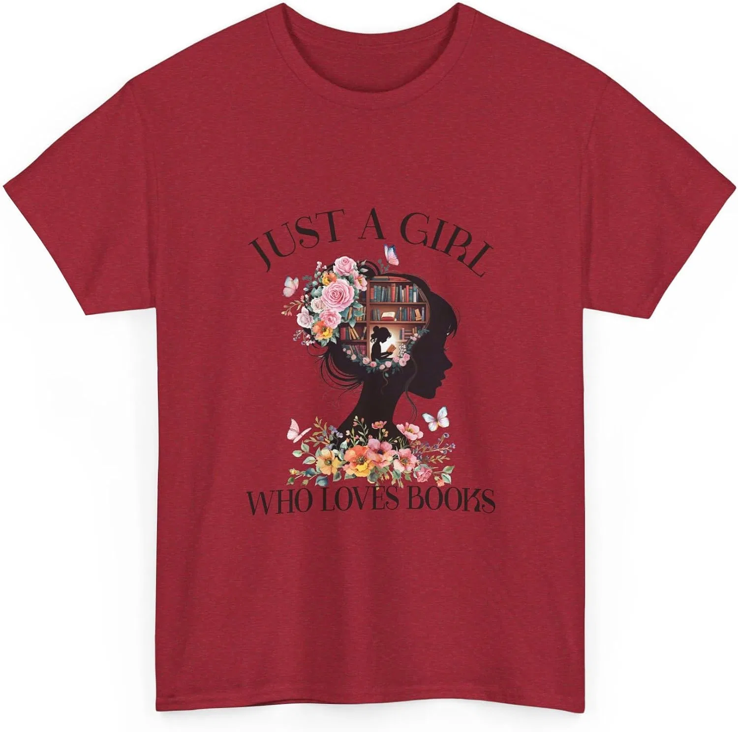 Женская футболка с принтом Book Lover Unisex Tee, Antique Cherry Red — фото 3