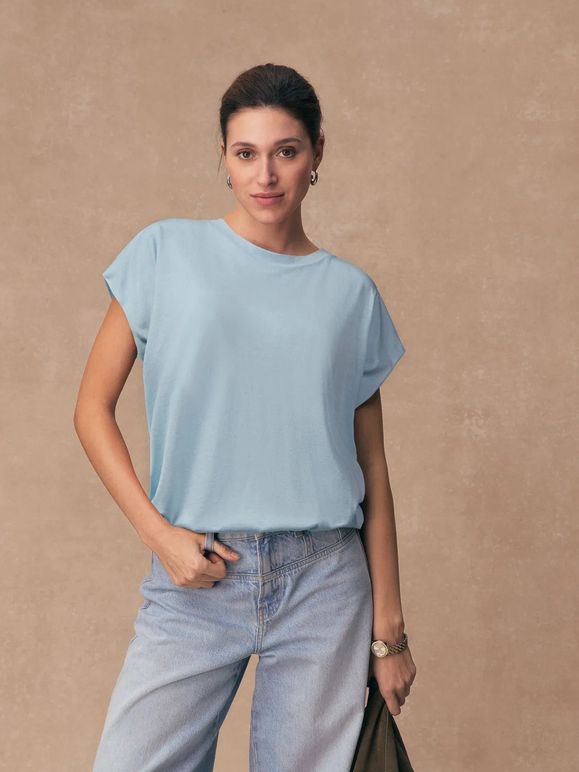 Футболка с коротким рукавом-кап, TENCEL модал Next, Light Blue