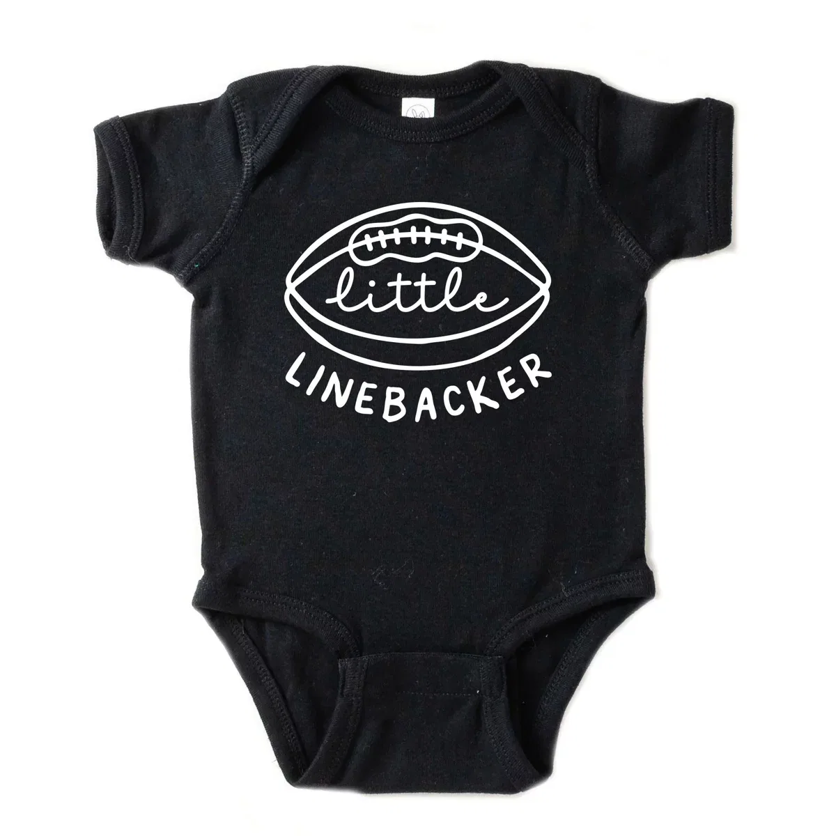 Детский боди-комбинезон с коротким рукавом с принтом Little Linebacker The Juniper Shop, Black