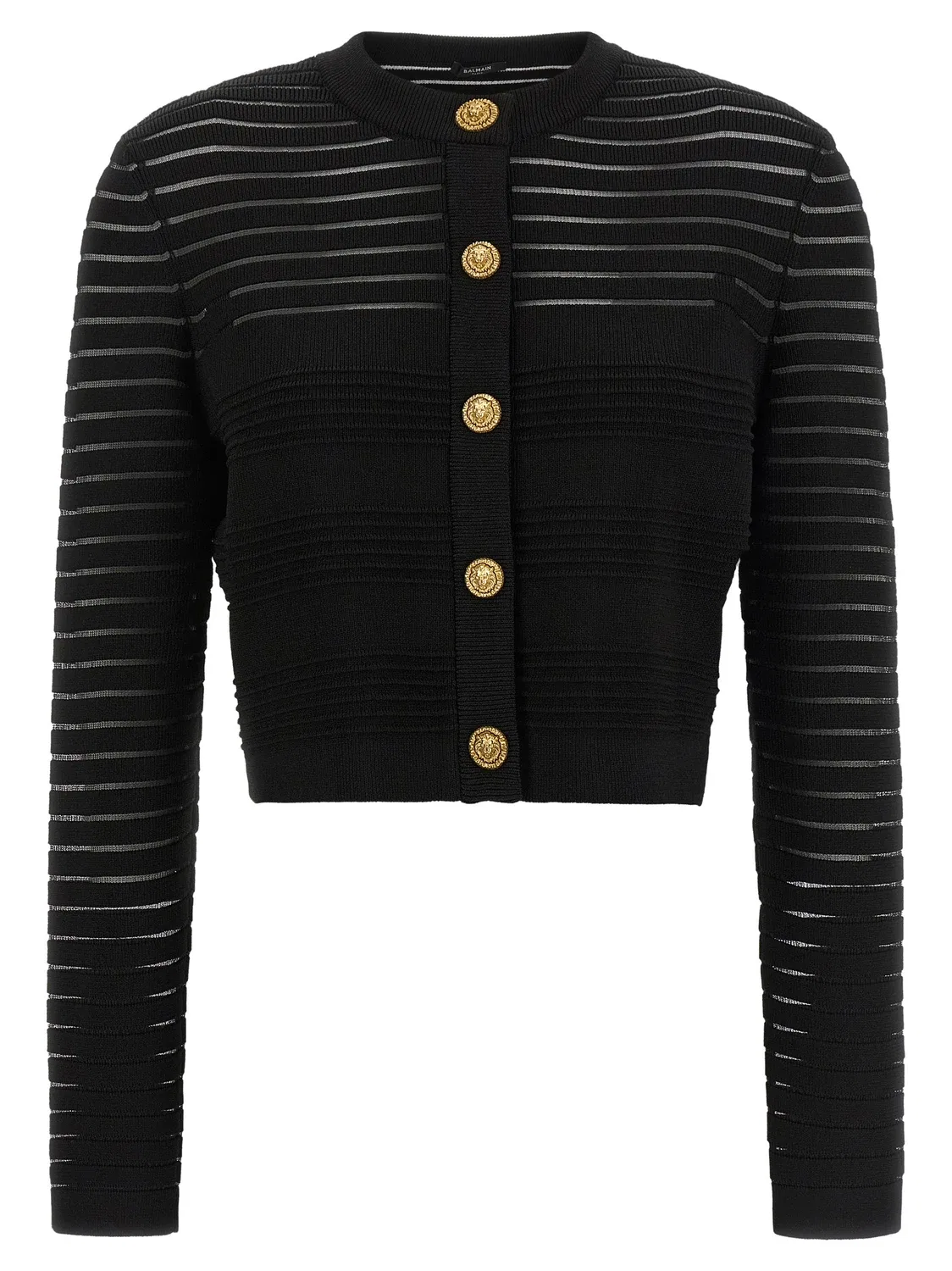 Полупрозрачный кардиган в полоску BALMAIN, черный