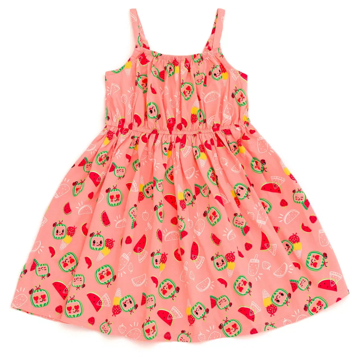 Детское платье для девочек без рукавов CoComelon Square Neck Cami Dress, Coral Pink