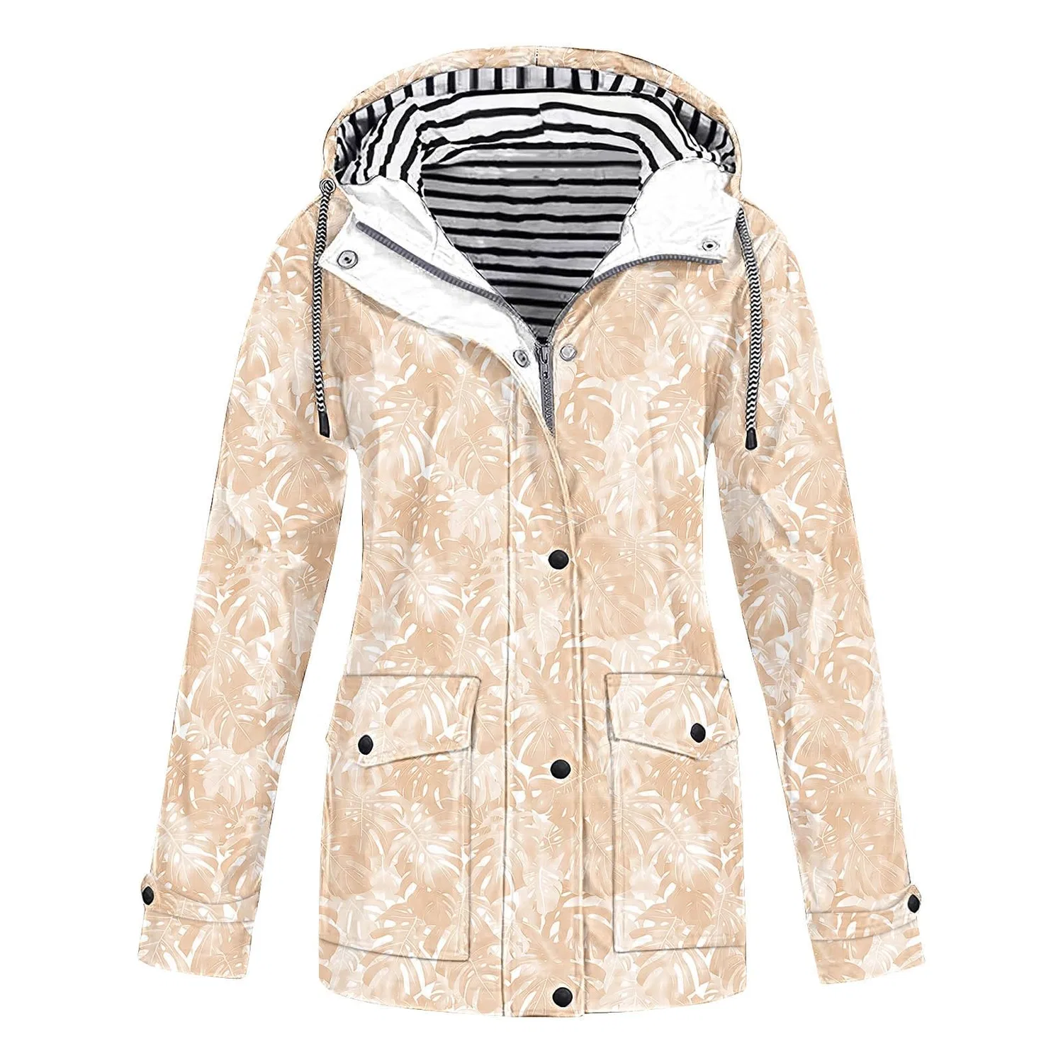 Женский дождевик с капюшоном красный непромокаемый легкий длинный, beige