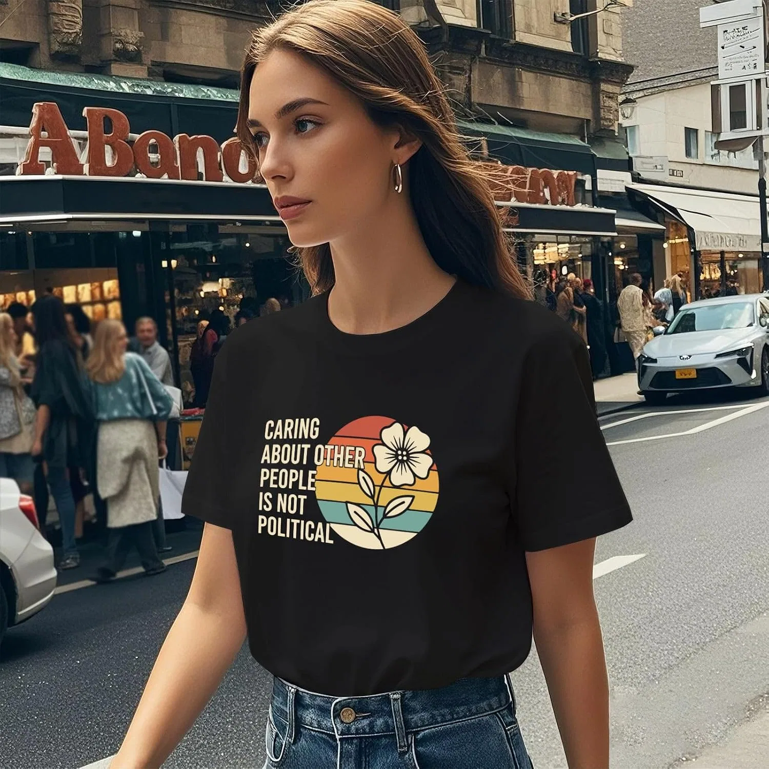 Футболка с принтом Caring About Other People is Not Political, Allblack — фото 3