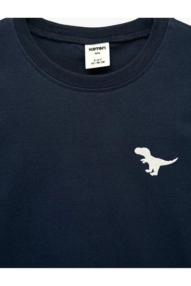 Детская футболка с длинным рукавом Dinosaur embroidery Koton, Navy Blue — фото 3