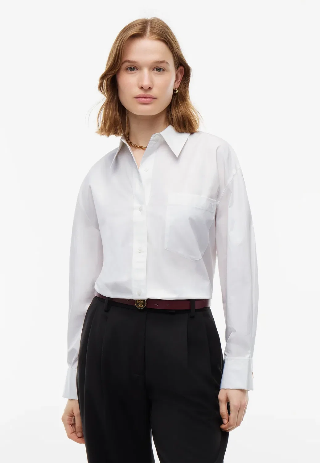 Рубашка из поплина с двойными манжетами - блузка на пуговицах Tommy Hilfiger, Optic White