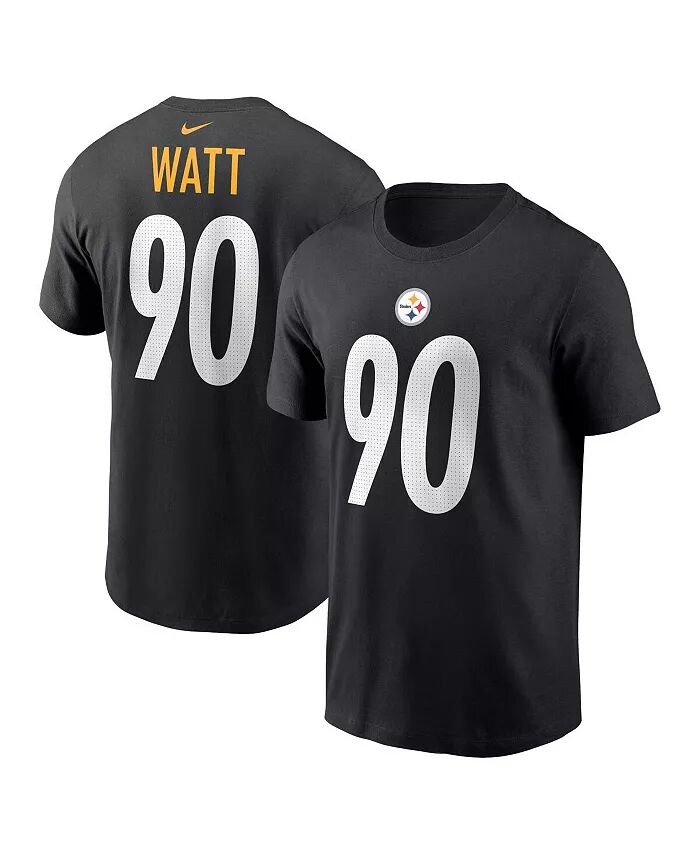 

Мужская черная футболка TJ Watt Pittsburgh Steelers с именем и номером игрока Nike