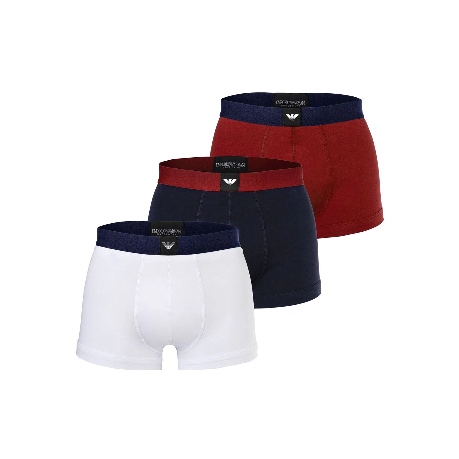 Мужские боксеры из хлопка с эластаном Emporio Armani, White/Blue/Red