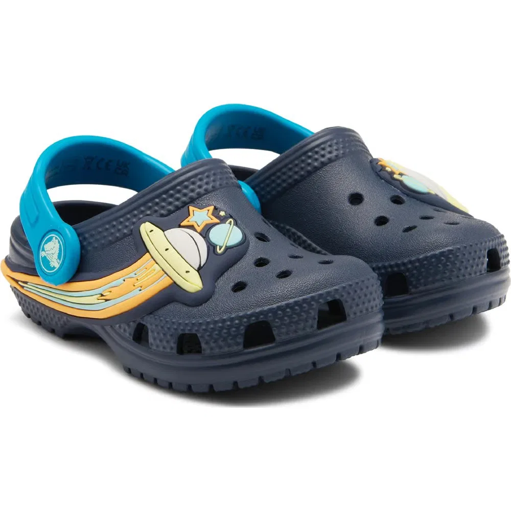 Детские классические светящиеся сабо Crocs, Navy Ufo