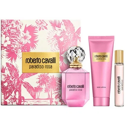 Набор парфюмерный Roberto Cavalli Paradiso Rosa, 75ml Eau de Parfum, 100ml Body Lotion, 15ml Mini Eau de Parfum