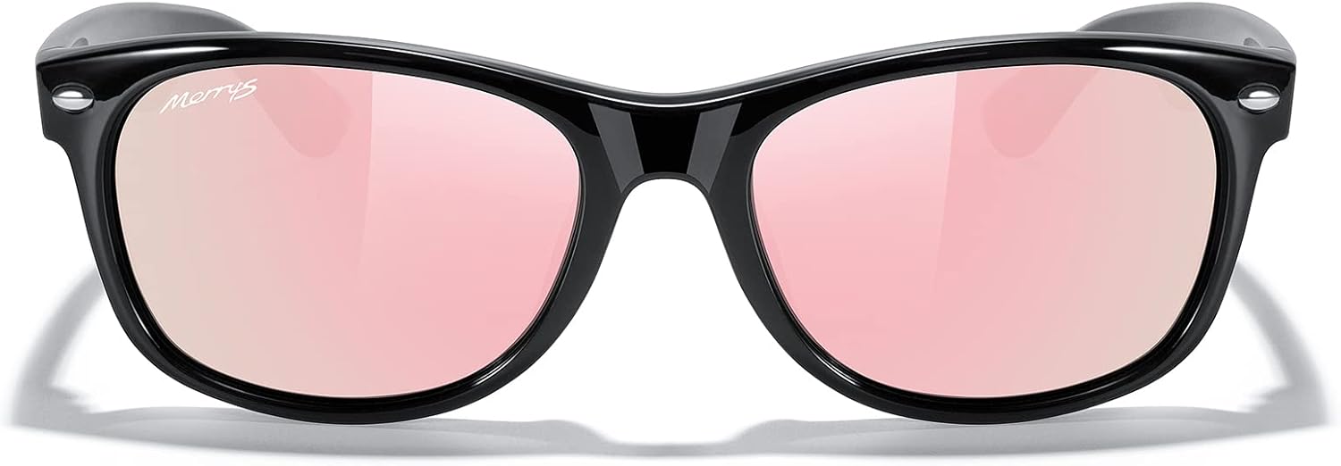 

Солнцезащитные очки MERRY'S Polarized Unisex Shades для мужчин и женщин, винтажные поляризованные солнцезащитные очки с зеркальными линзами, Black Frame/Pink Mirror Lens