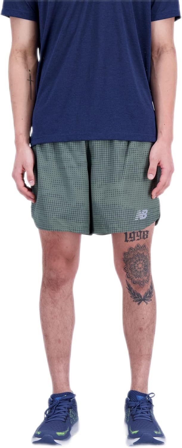 

шорты New Balance мужские Impact Run Short 5 дюймов, синие, размер Small, Deep Olive Green