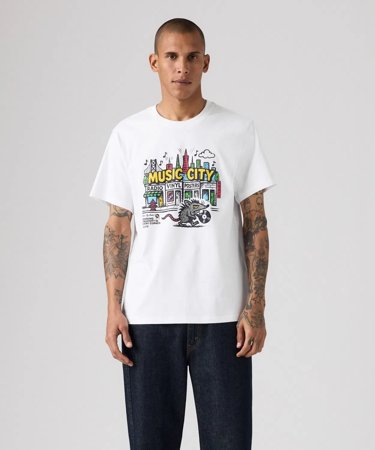 Мужская футболка с коротким рукавом, свободного кроя Levi's, White — фото 2