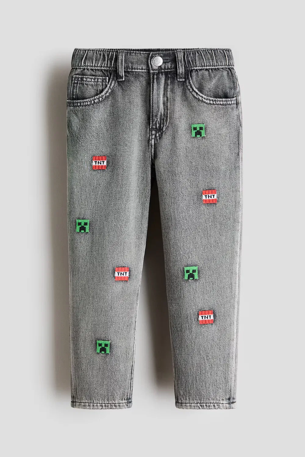 Джинсы с принтом, стандартного кроя H&M, Helles Denimgrau/Minecraft