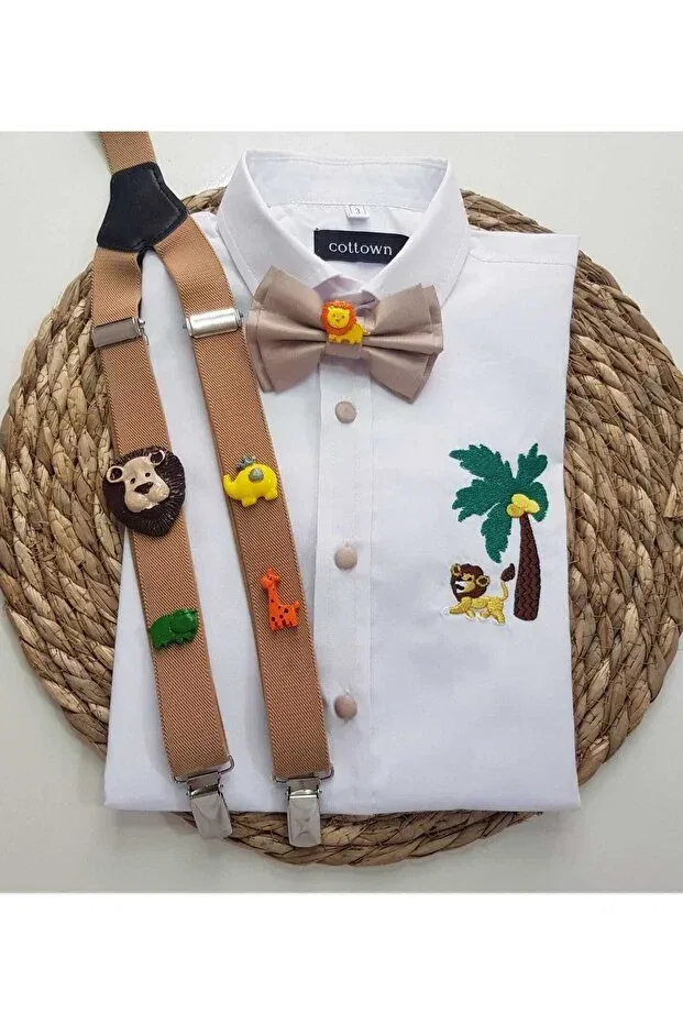 Детская рубашка с коротким рукавом Saferi concept sling bow tie shirt Cool Partyshop, Beige