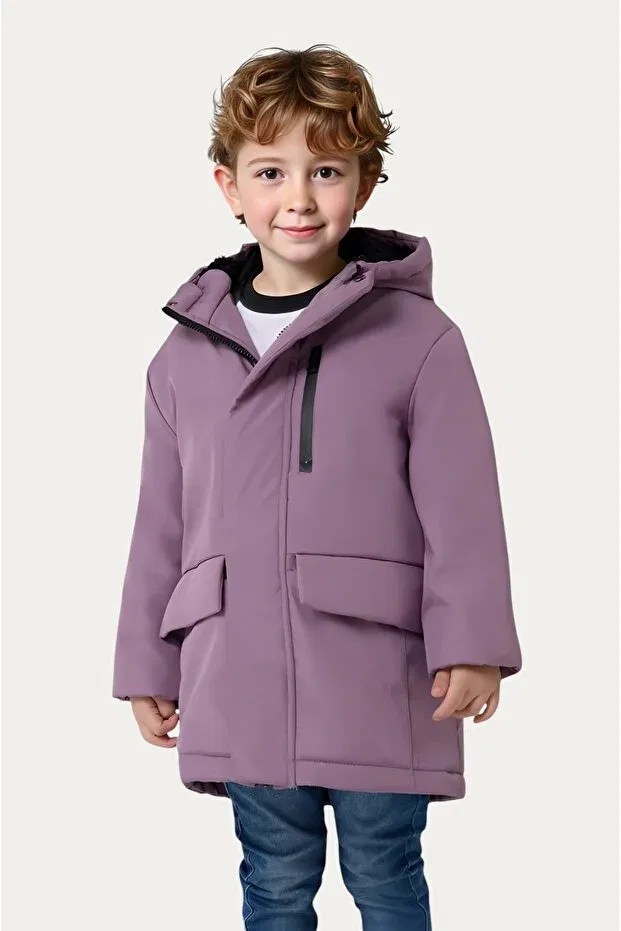 Детское пальто для мальчиков с капюшоном Montland, Lilac