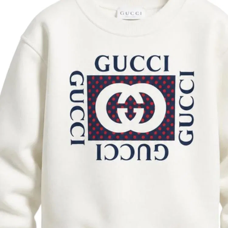 Детский свитшот с круглым вырезом, средней посадки, White, GUCCI — фото 3