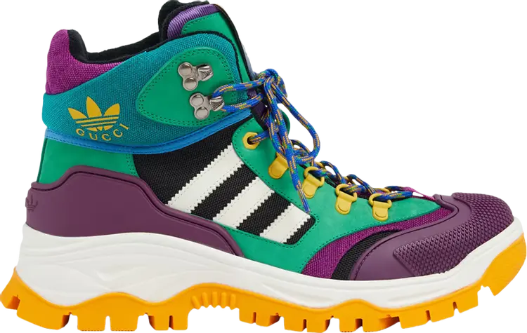 Кроссовки Adidas x Gucci Lace Up Boot Purple Green, зеленый — фото 2