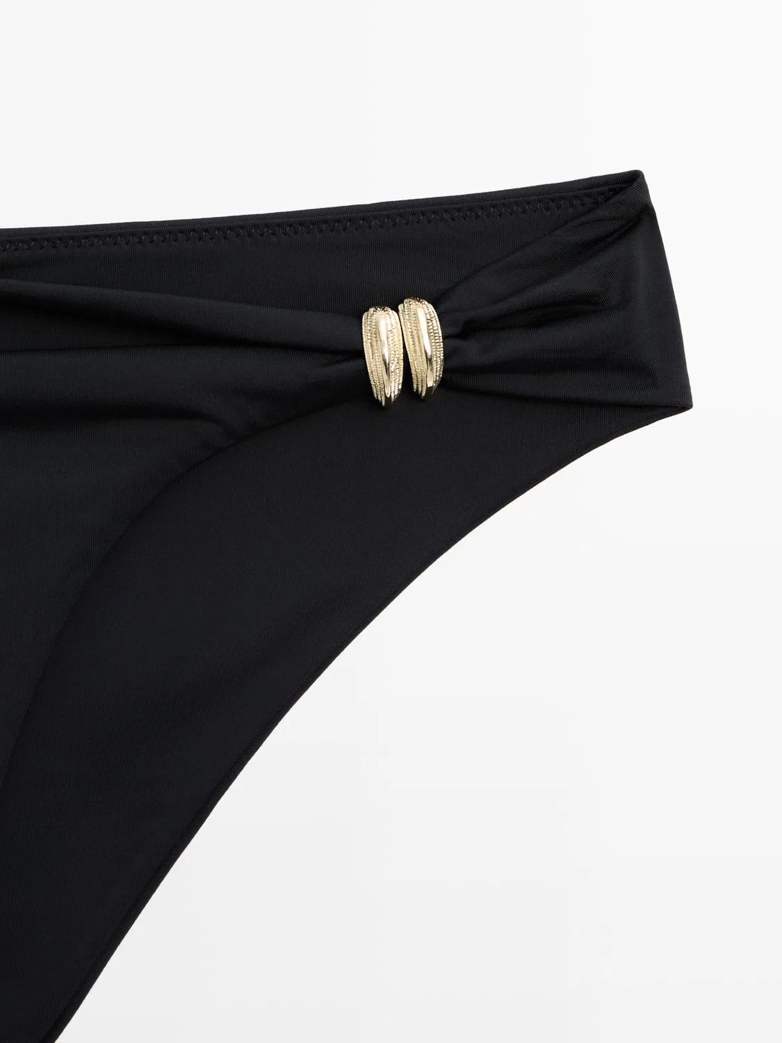 Плавки от бикини Massimo Dutti, со стразами, черный — фото 4