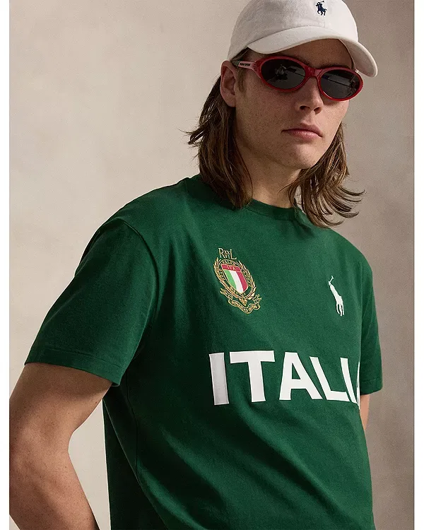 Мужская футболка с принтом Classic Fit Italy Polo Ralph Lauren, зеленый — фото 4