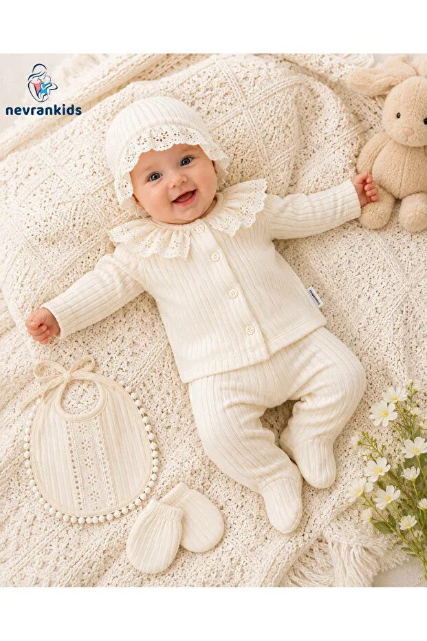 Детский комплект одежды для выписки хлопковый Nevrankids, Nude Color — фото 4