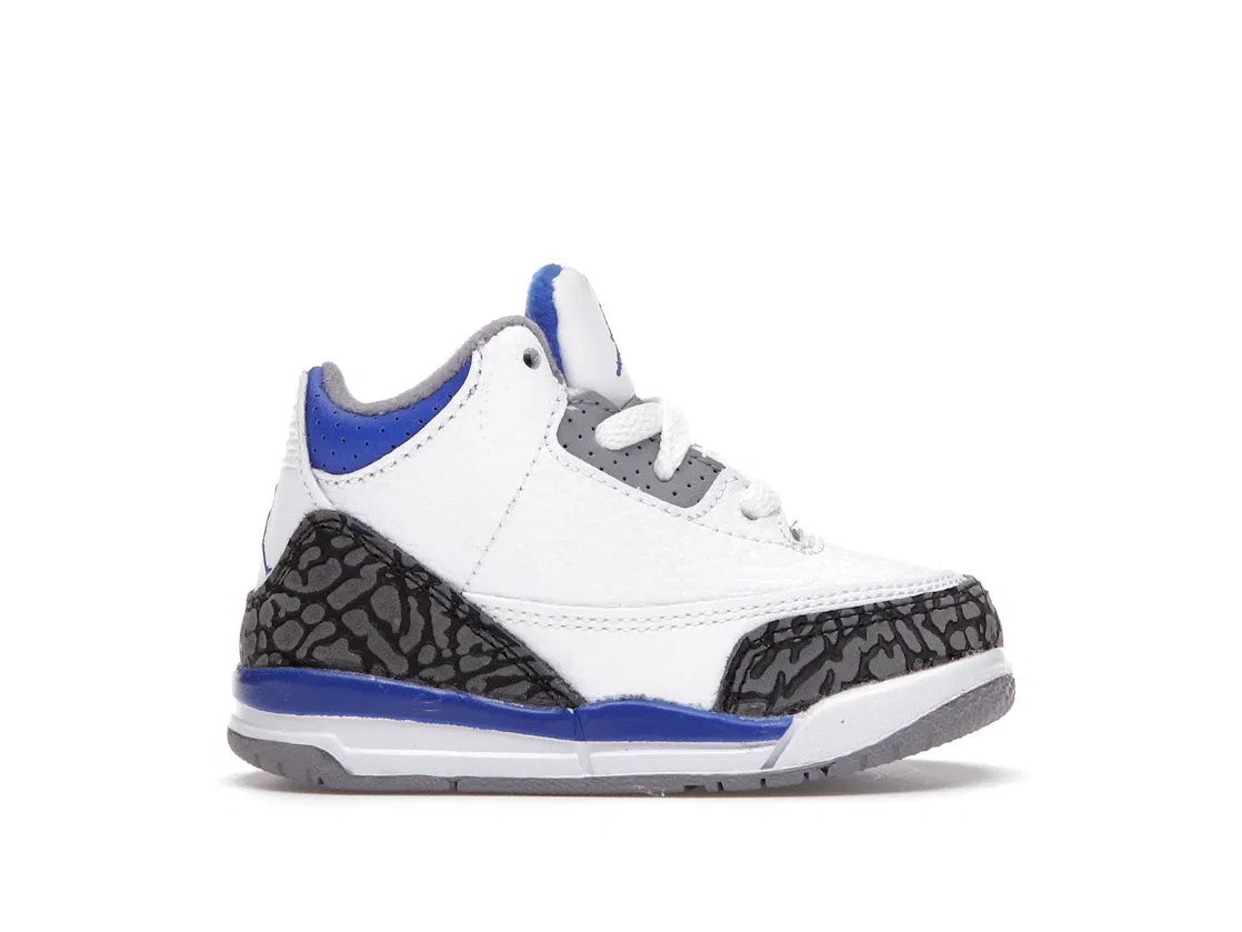 Детские кроссовки Lifestyle с перфорированным верхом Jordan 3 Retro, White/Black-Cement Grey-Racer Blue