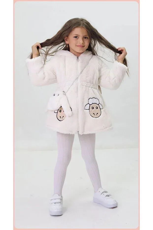 Детское пальто для девочек с вышивкой Petite Roba Kids, Ecru — фото 3