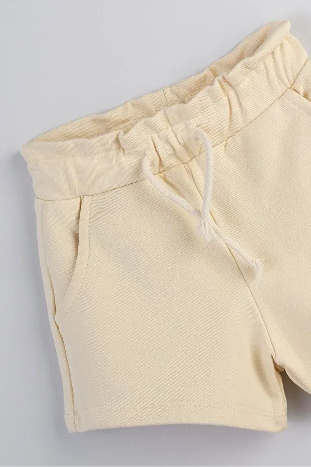 Детские шорты для девочек хлопковые Cherry embroidered basic girls' shorts Bondberro, Ecru — фото 3