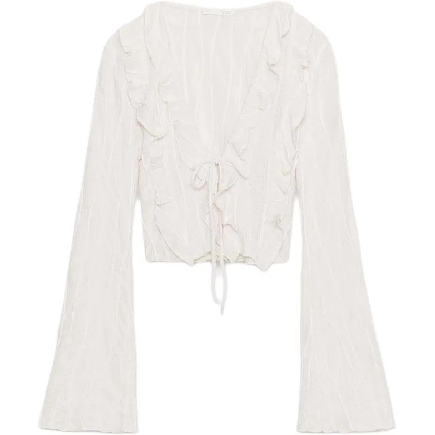 Женский джемпер с V-образным вырезом Frosted White ZARA, Frosted White