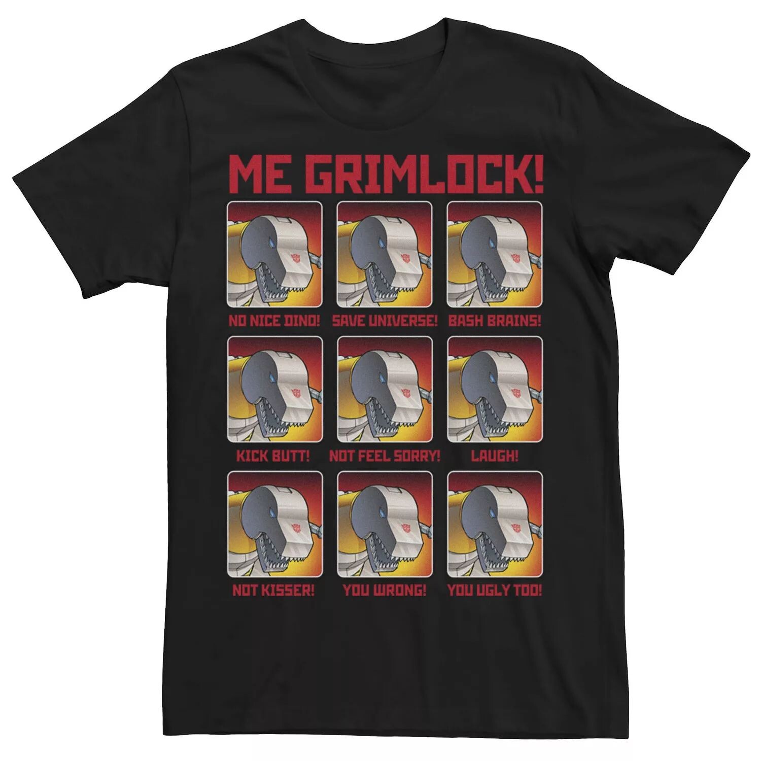 

Мужская футболка Transformers Grimlock Emotes Grid Meme Licensed Character