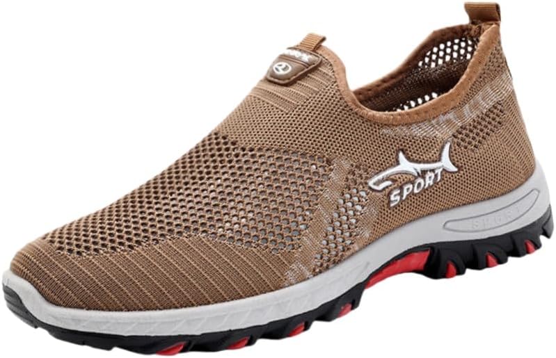 

Мужские кроссовки большого размера с дышащей сеткой - противоскользящая резиновая подошва для ежедневного комфорта Fusecottc, хаки