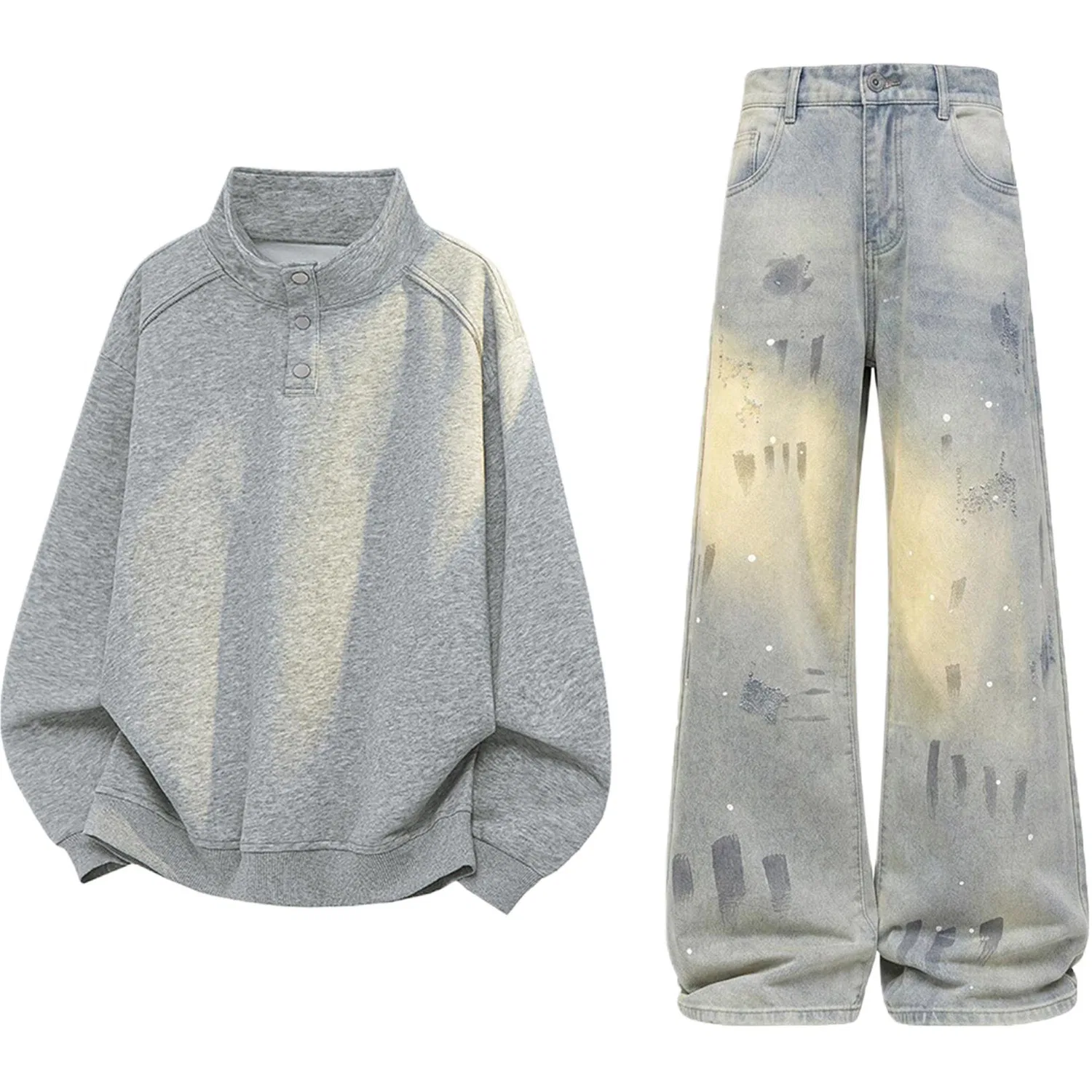 Детский спортивный костюм с воротником-стойкой Gray Top+Blue Gray Pants GWAF, Gray/Blue Gray