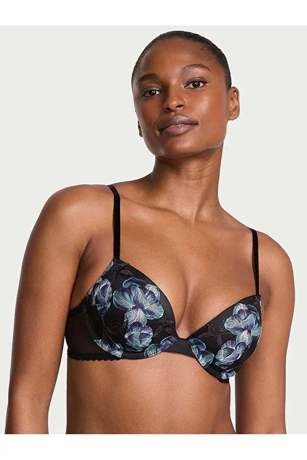 Женский бюстгальтер с вышивкой Orchid embroidered push-up bra Victoria'S Secret, Mavi Orchids