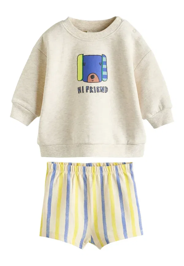 Детский спортивный костюм из хлопка Regular fit - set - shorts Next grey stripe dog, серый