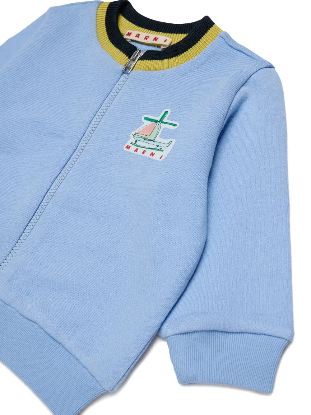 Худи на молнии с нашивкой-логотипом Marni Kids, синий — фото 3