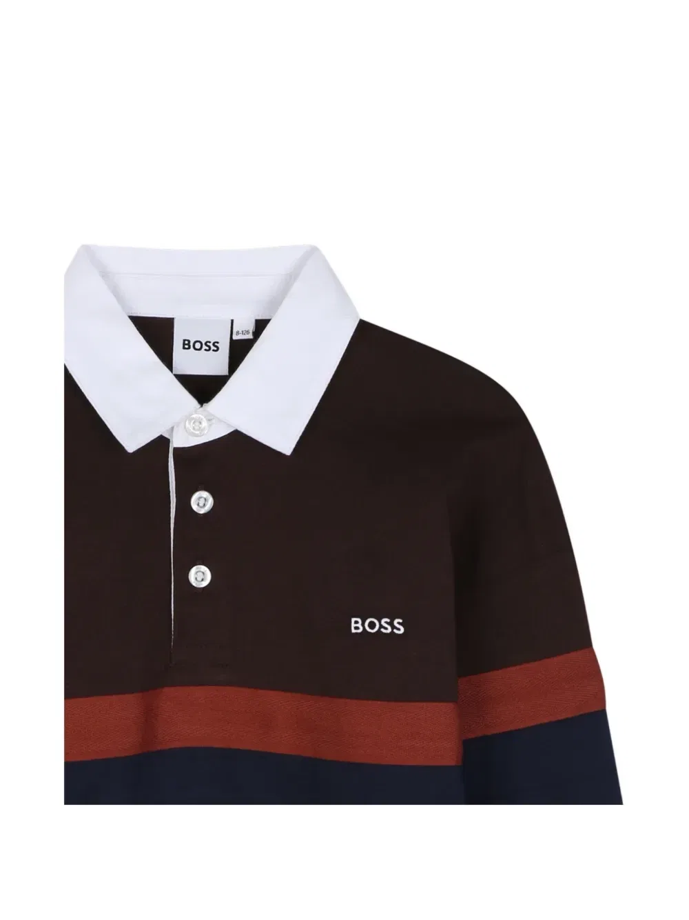 Полосатая рубашка поло с длинными рукавами Boss Kidswear, коричневый — фото 3