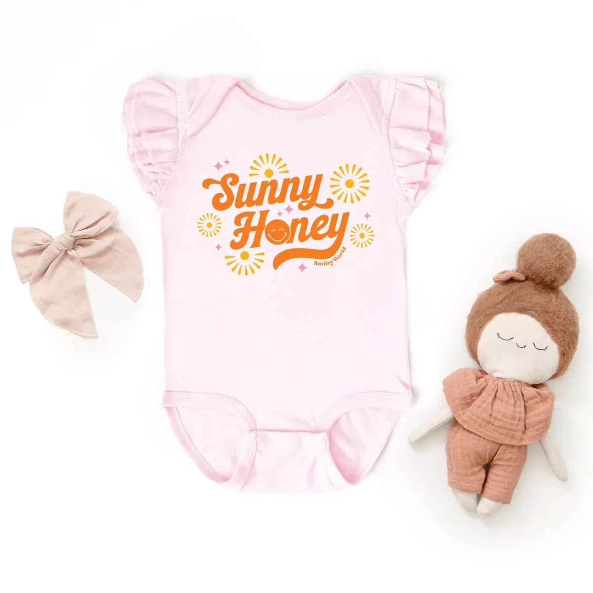 Детское боди для девочек с принтом SmileyWorld Sunny Honey The Juniper Shop, Ballerina — фото 2
