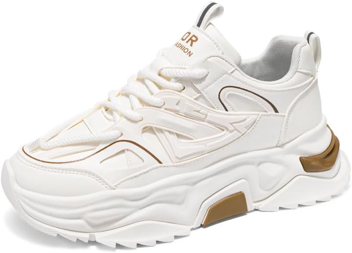 

Мужские модные массивные кроссовки - верх из дышащей сетки и кожи, стильный дизайн для повседневной носки Pilluren, белый